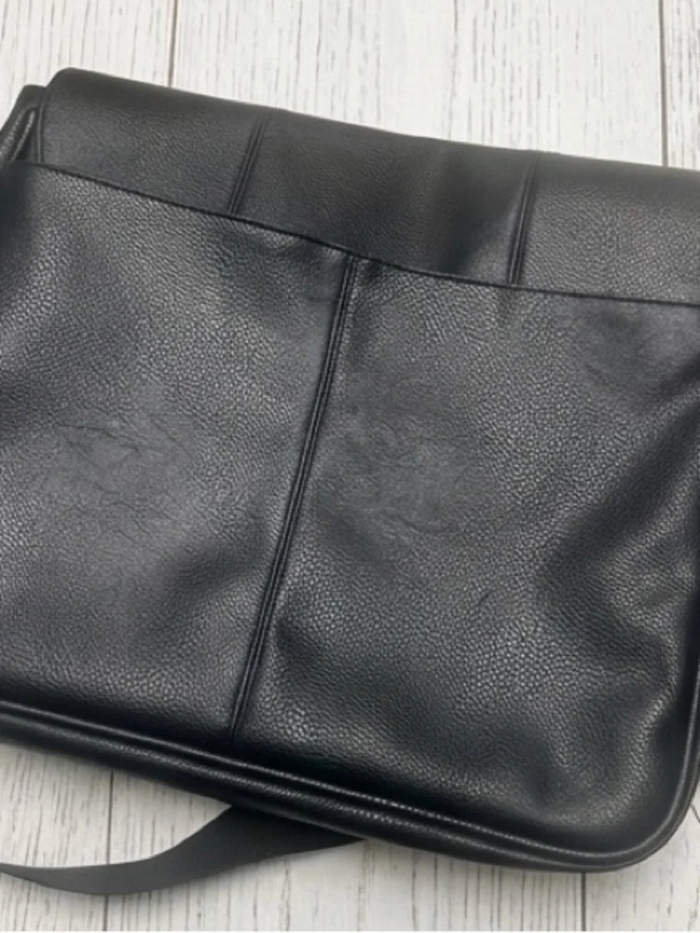 James Campbell Black Leather Messenger Satchel